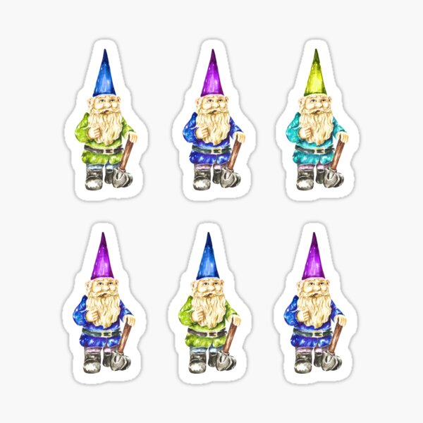 Colorful Gnome Spring Watercolor Illustration Tote Bag Sticker
