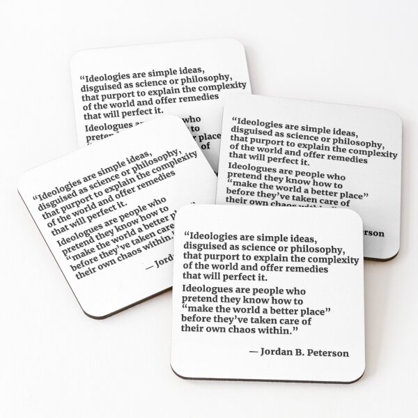Item preview, Ideologies/Ideologues Square Quote (Black typography version) from Jordan B. Peterson designed and sold by TheQuoteBro.