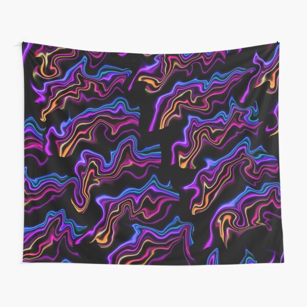 Black Purple Pink Blue Yellow Rainbow Abstract Pattern Design Tapestry