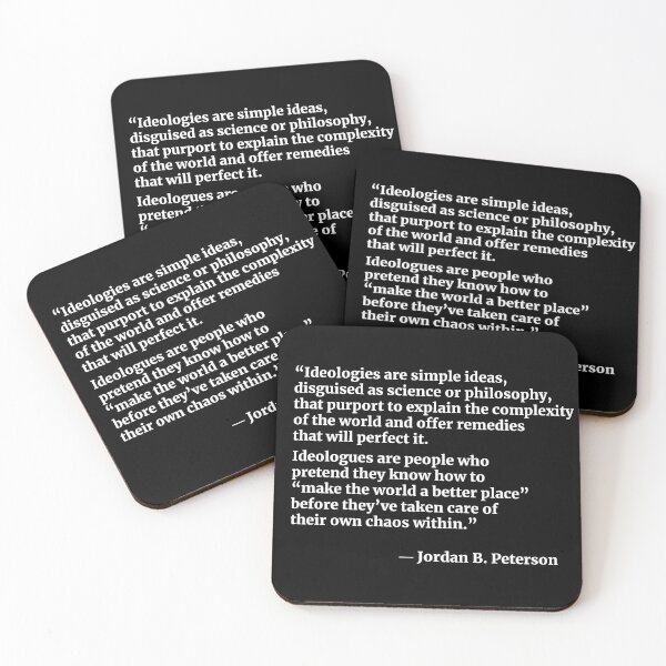 Item preview, Ideologies/Ideologues Square Quote (White typography version) from Jordan B. Peterson designed and sold by TheQuoteBro.