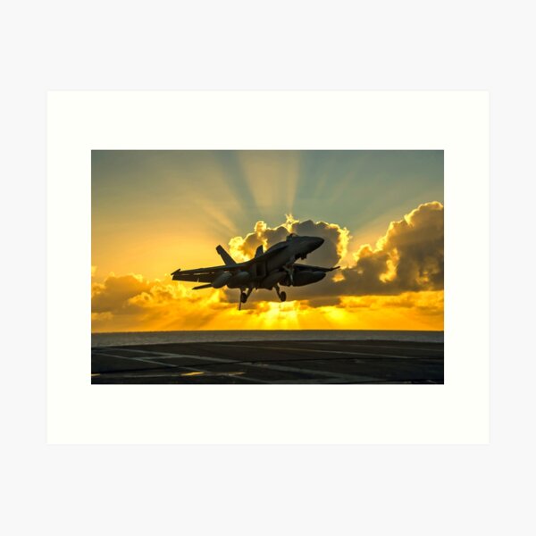 Item preview, F-18 Landing In The Sunbeams - Digital Painting designed and sold by Very Peculiar.