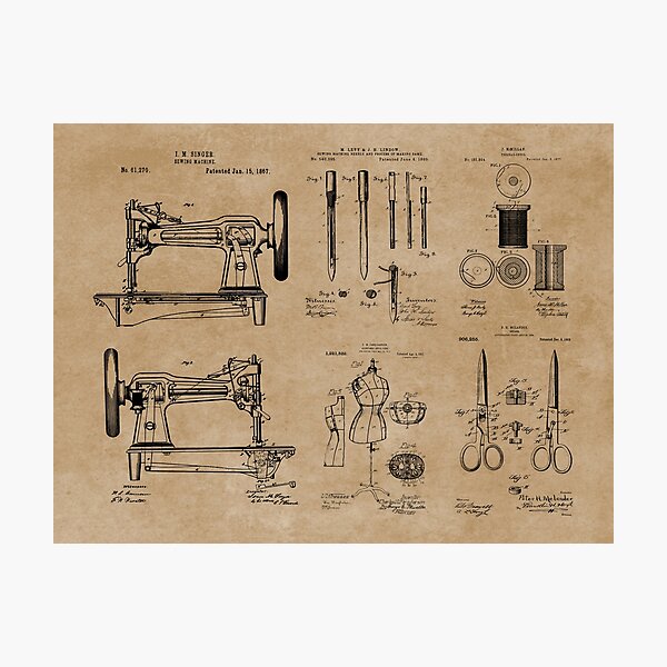 Item preview, Vintage Dressmaker Sewing Patent Prints designed and sold by MadebyDesign.
