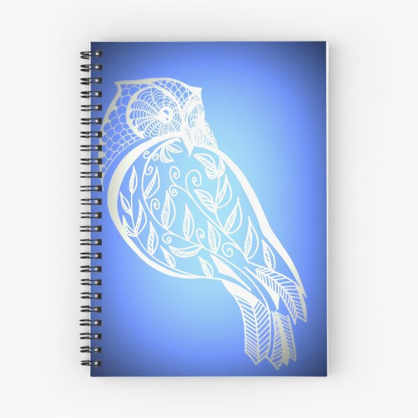 Item preview, Owl with blue and white patterns designed and sold by cathyjacobs.