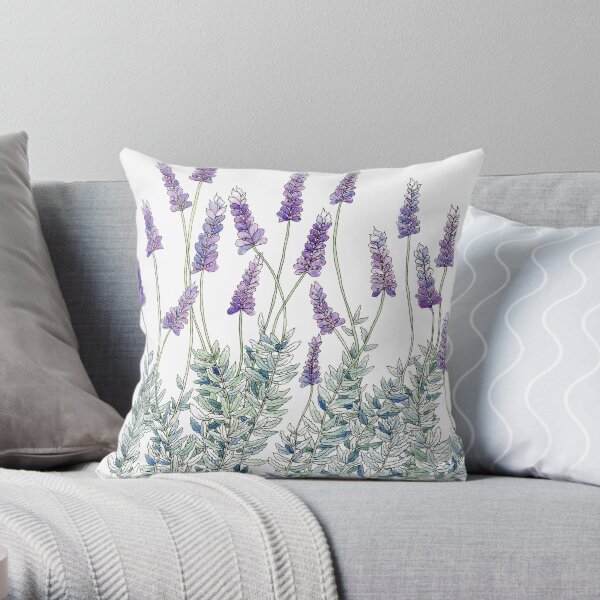 Lavender, Illustration Throw Pillow
