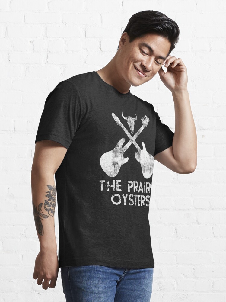 Alternate view of THE PRAIRIE OYSTERS BAND LOGO (WHITE FOR DARK COLOURS) Essential T-Shirt