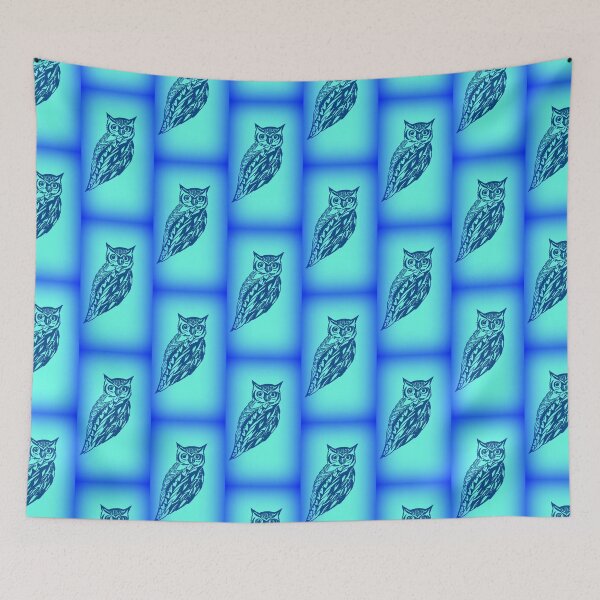 Item preview, Tiny Owl with turquoise blue and black designed and sold by cathyartist.