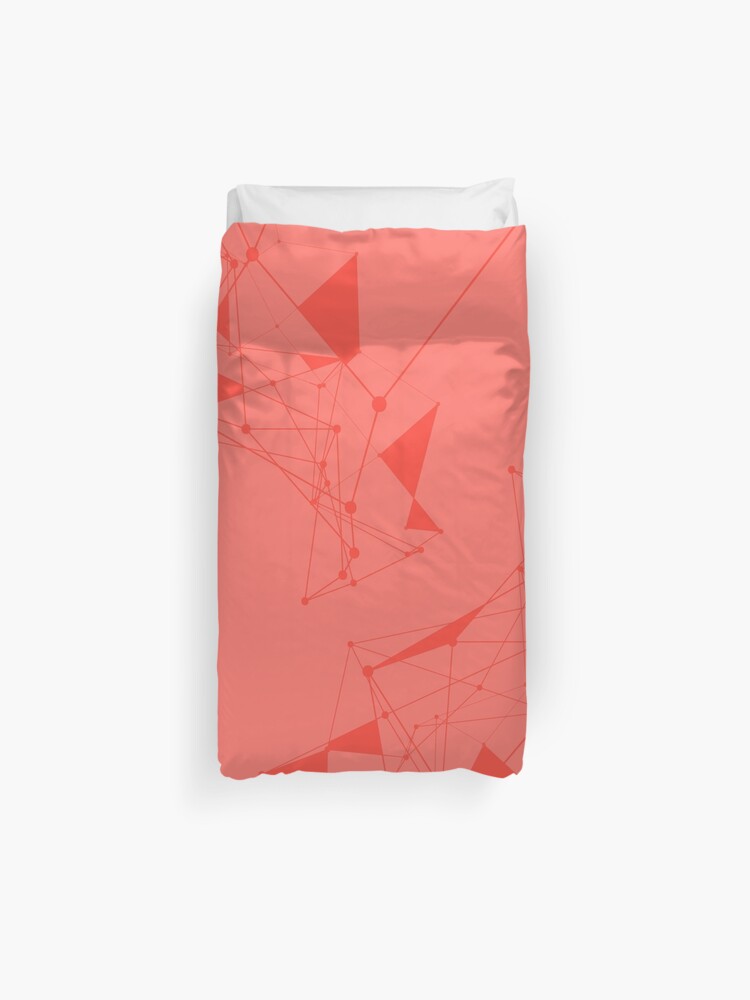 Coral Print With Dark Red Lines And Shapes Duvet Cover By