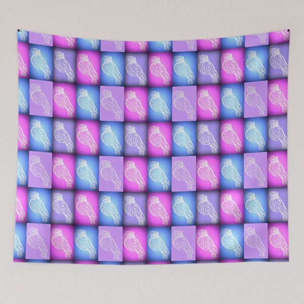 Item preview, pink, blue and purple owl pattern  designed and sold by cathyartist.