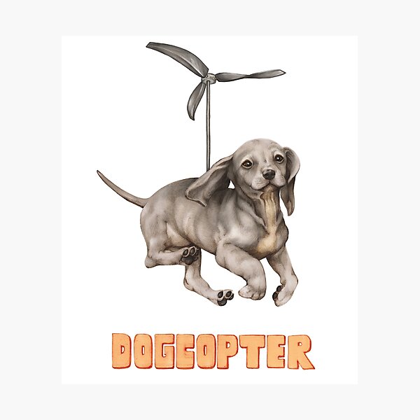dogcopter with orange title Photographic Print