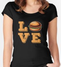 Burger-Liebes-Schnellimbiss-Cheeseburger-Liebhaber-T-Shirt Geschenk Tailliertes Rundhals-Shirt