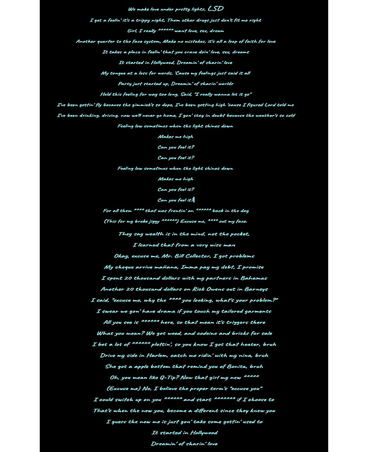 Lyrics Of Lsd By A Ap Rocky Ipad Case Skin By Asappebble Redbubble