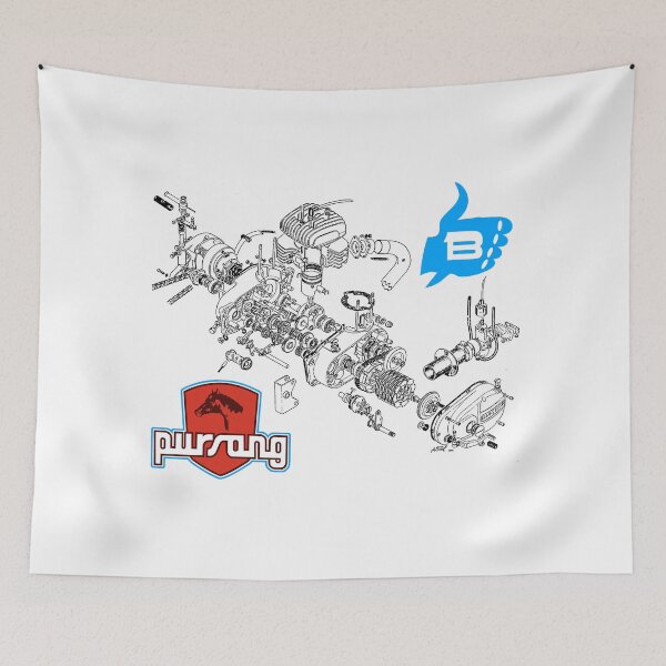 Item preview, Bultaco Pursang 1970s Motorcycle Dirtbike Exploded Engine View designed and sold by MaverickMoto.