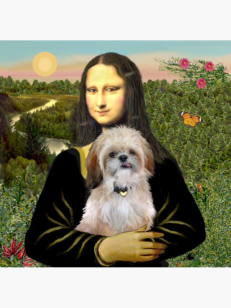 Mona Lisa and her Shih Tzu (P) by JeanBFitzgerald