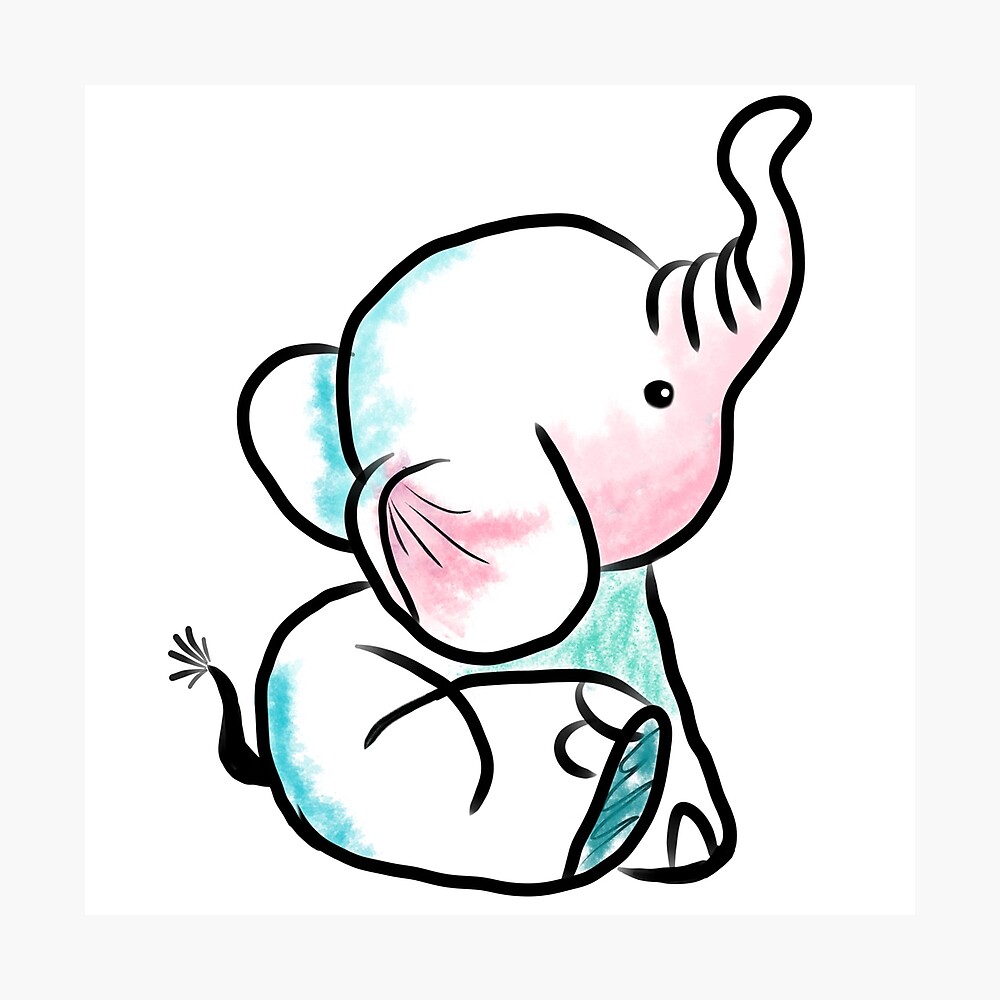 Cute kawaii chibi elephant