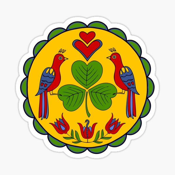 Artikel-Vorschau von Amish - Hex Sign Garden Distelfinks Clover Hearts 1, designt und verkauft von EDDArt.