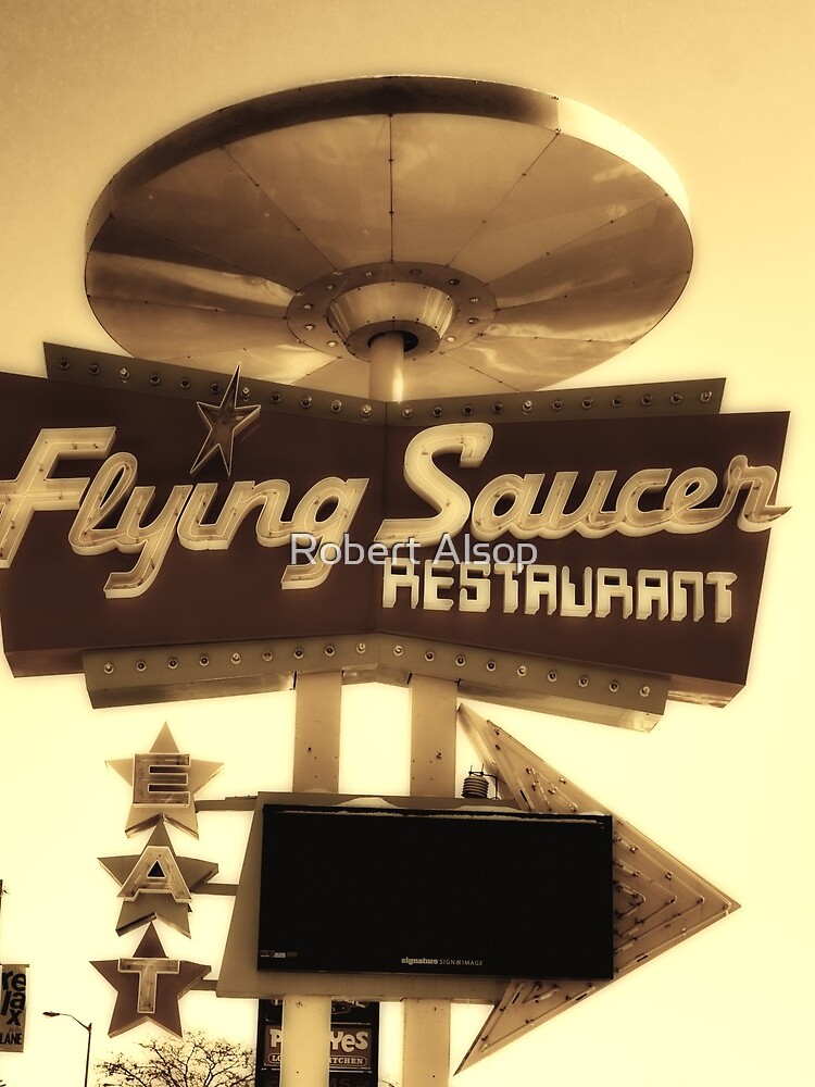 "Flying Saucer Restaurant 9" Drawstring Bag for Sale by RobertAlsop