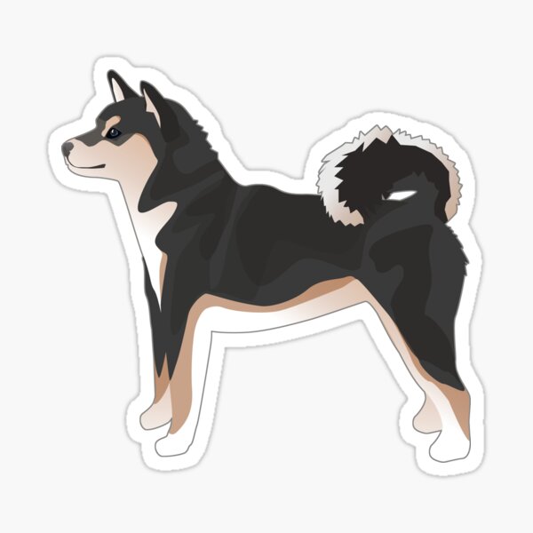 Tri-Color Shiba Inu Dog Side View Silhouette Basic Breed Illustration Sticker