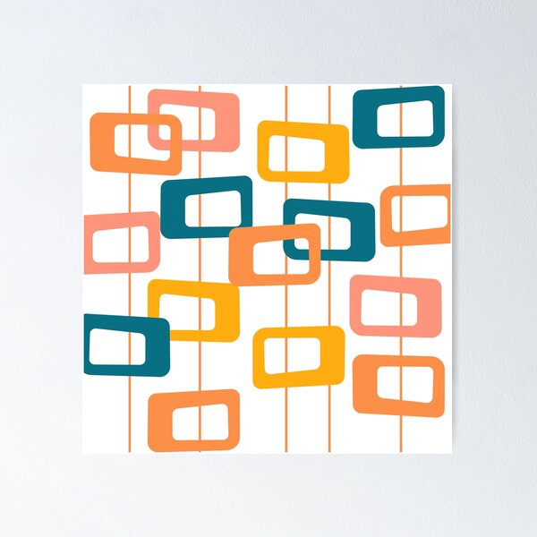 Item preview, Era espacial atómica en azul y naranja designed and sold by JuneJournal.