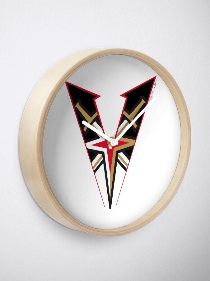 Vegas Golden Knights Sword Star V Logo Clock By Peachpieart Redbubble