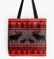 Red black fade rustic moose pattern Tote Bag