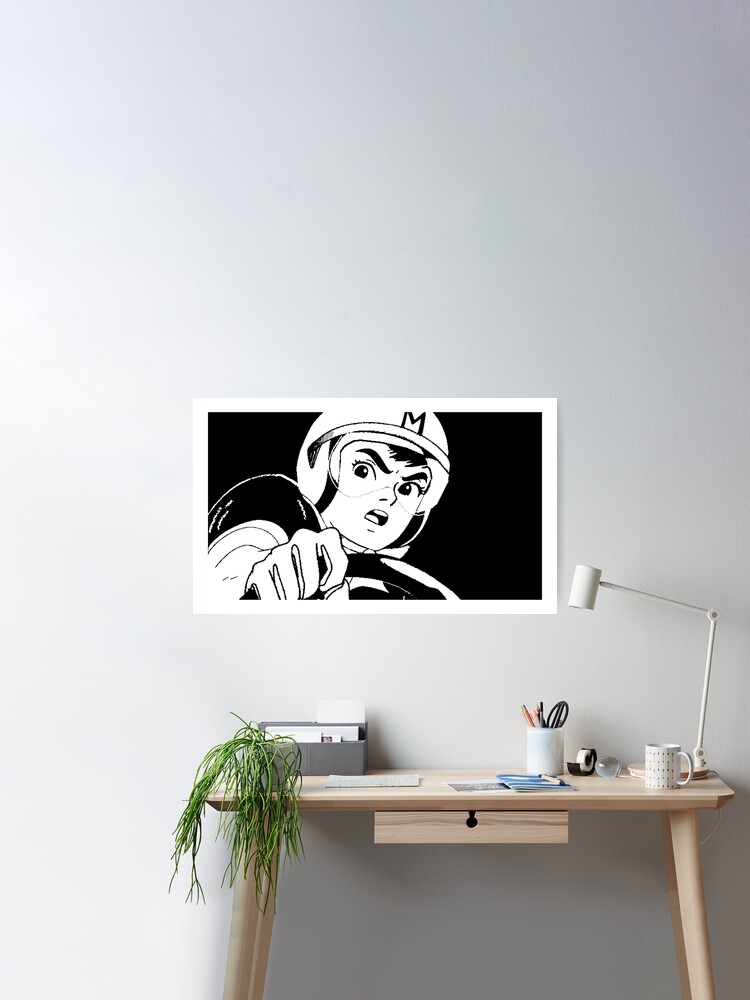 Speed Racer Black and White Design Poster for Sale by Persona