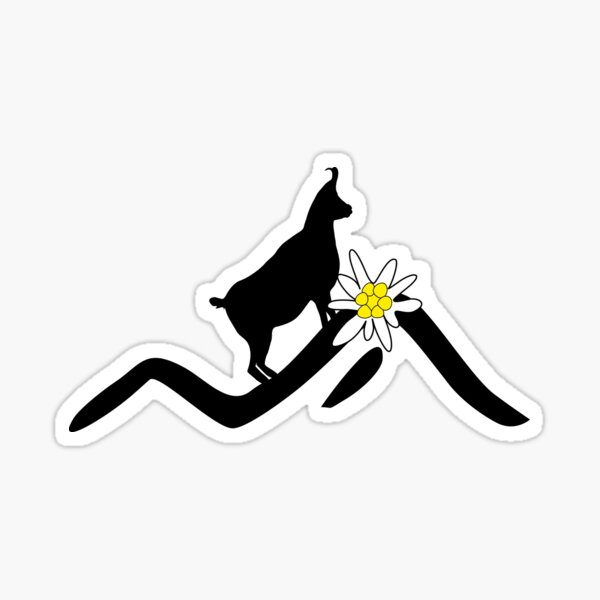 Gams am Berg und Edelweiss Sticker