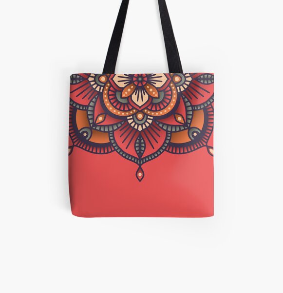 Red Mandala All Over Print Tote Bag