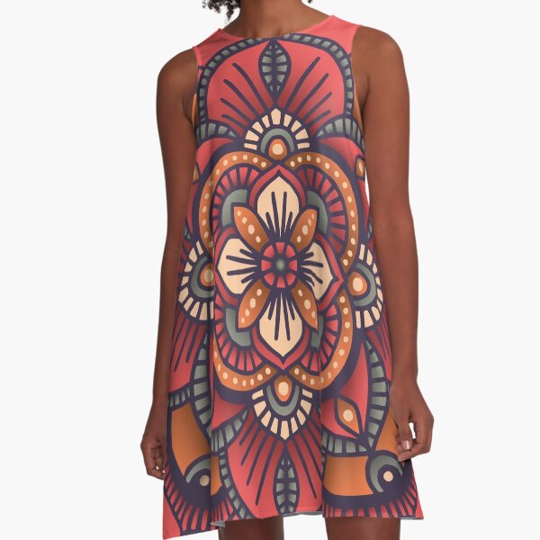 Red Mandala A-Line Dress