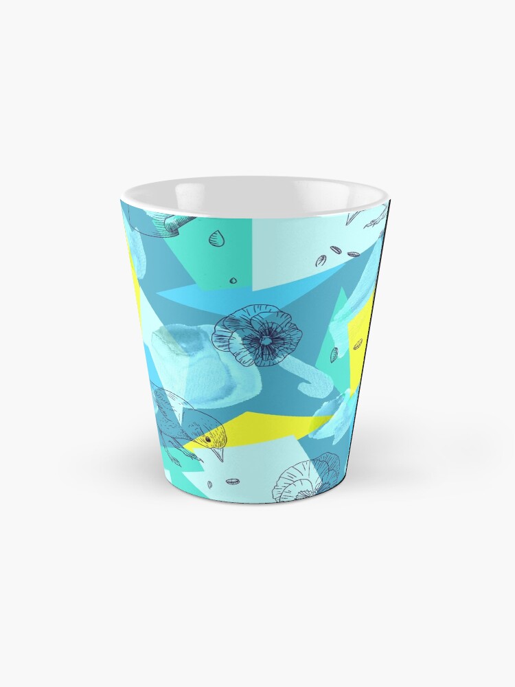 Alternate view of neon maximalist shapes garden delight with sparrow Coffee Mug