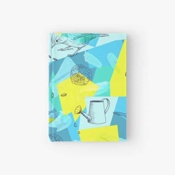 neon maximalist shapes garden delight with sparrow Hardcover Journal