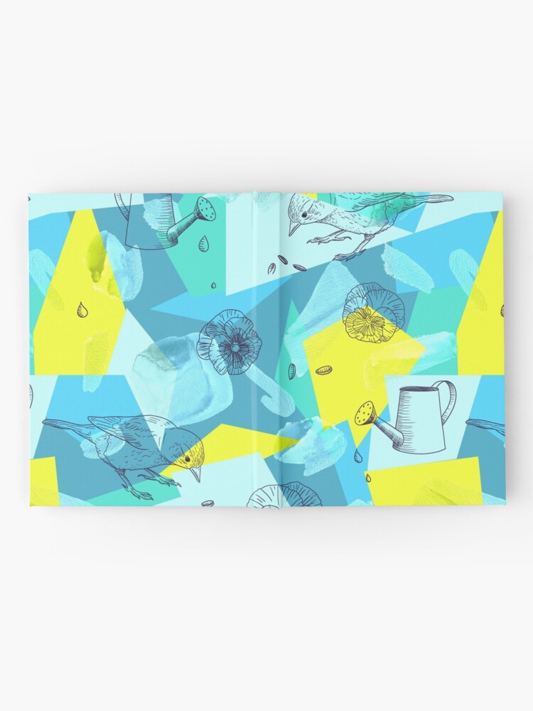 Alternate view of neon maximalist shapes garden delight with sparrow Hardcover Journal