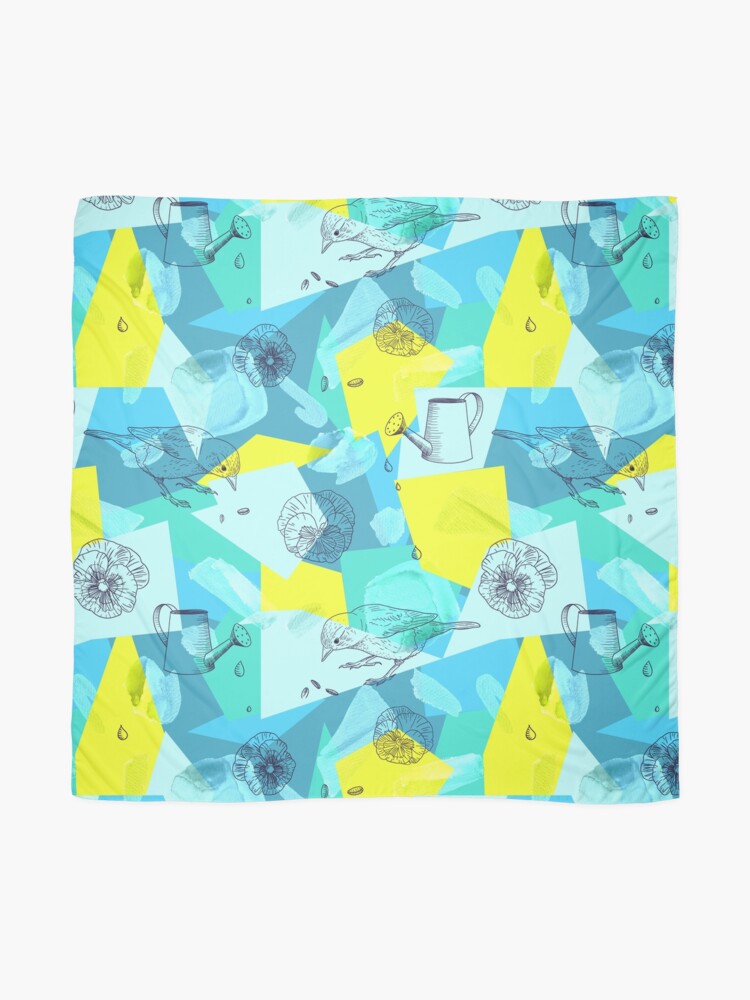 Alternate view of neon maximalist shapes garden delight with sparrow Scarf