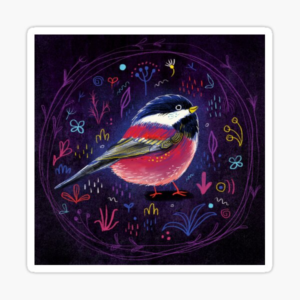 Fehérlólánya - Glowing Birds / Chickadee Sticker