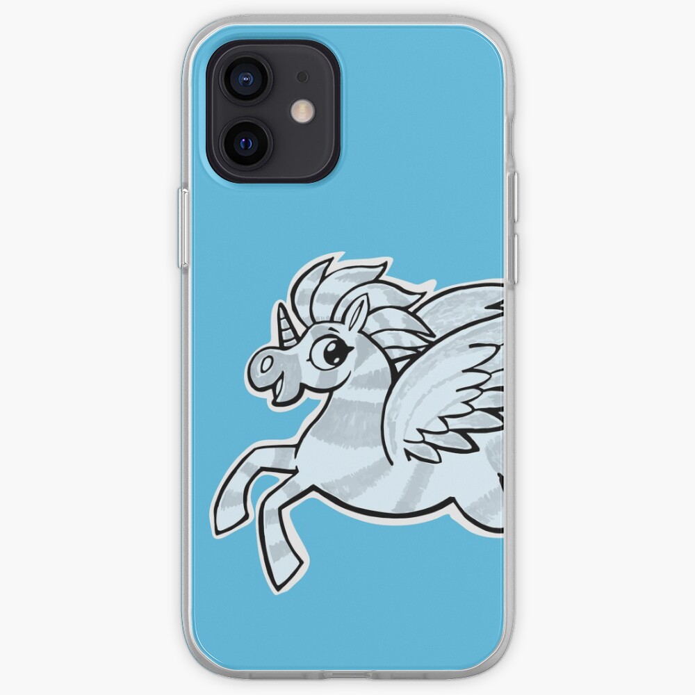 small silver horse unicorn with wings iPhone Case & Cover