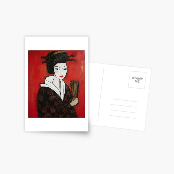 Geisha in Butterfly Kimono Postcard