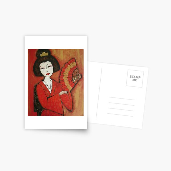 Geisha in Red Postcard