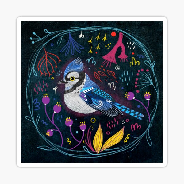 Fehérlólánya - Glowing Birds / Blue jay Sticker