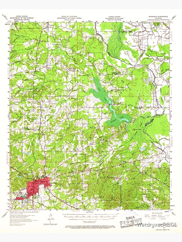 Poster « USGS TOPO Carte Louisiane LA Mansfield 334779 1957 62500