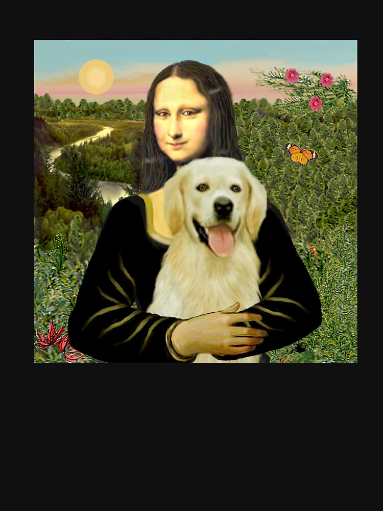 Mona Lisa and her Golden Retriever (light #2) by JeanBFitzgerald