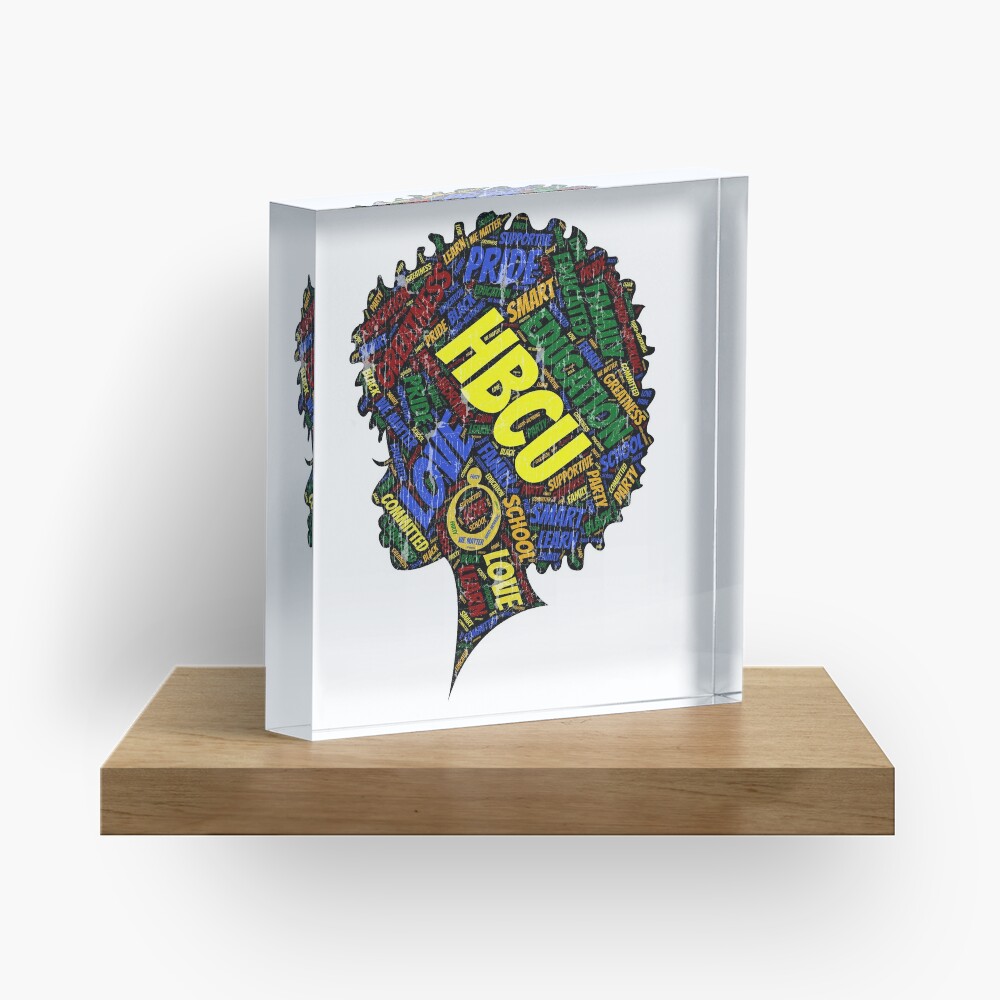 HBCU Black Woman Grad Colorful Word Art Acrylic Block