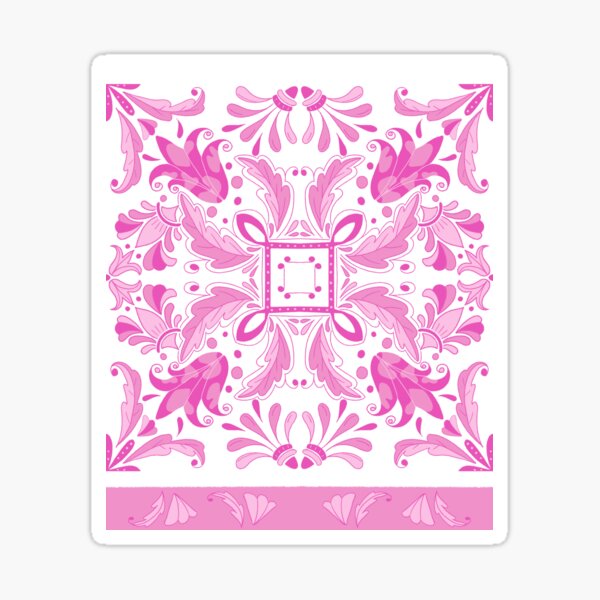 Pink Classic Toile print Pattern Sticker