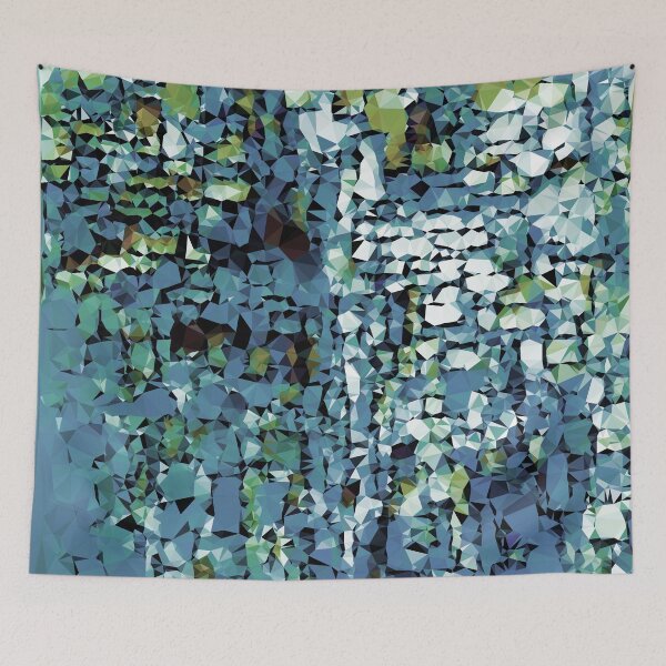 Item preview, Blue Green Abstract Geometric Low Poly Modern Art designed and sold by Vicky Brago-Mitchell®.
