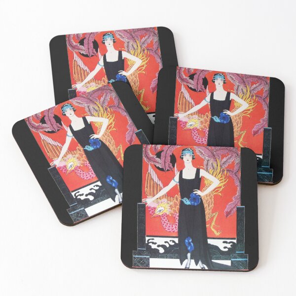 Item preview, WOMAN AND PHOENIX, ART DECO BEAUTY FASHION  IN RED BLACK WHITE designed and sold by BulganLumini.