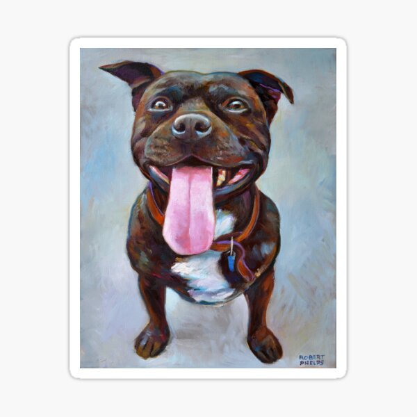 Item preview, Happy Pitbull Terrier by Robert Phelps designed and sold by RobertPhelpsArt.