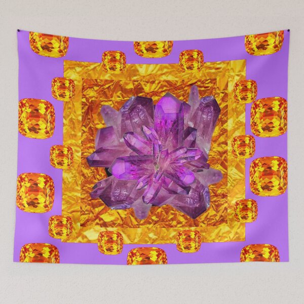 Item preview, PURPLE AMETHYST CRYSTALS &TOPAZ GEMS ON GOLD designed and sold by sharlesart.