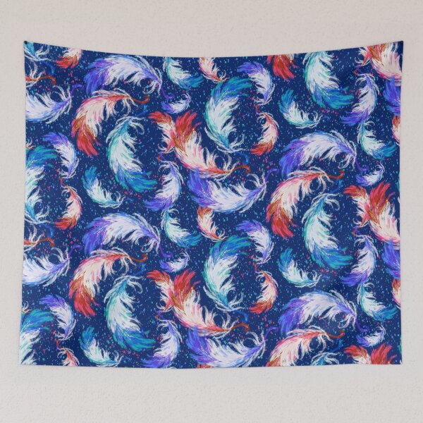 Item preview, Feather Fest — Red Green Blue White Violet Multi designed and sold by L Diane Johnson.