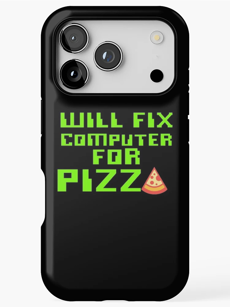 Thumbnail 1 of 4, iPhone Case, Will Fix Computer For Pizza, Computer Tech, Computer Repair designed and sold by Designs4Less.