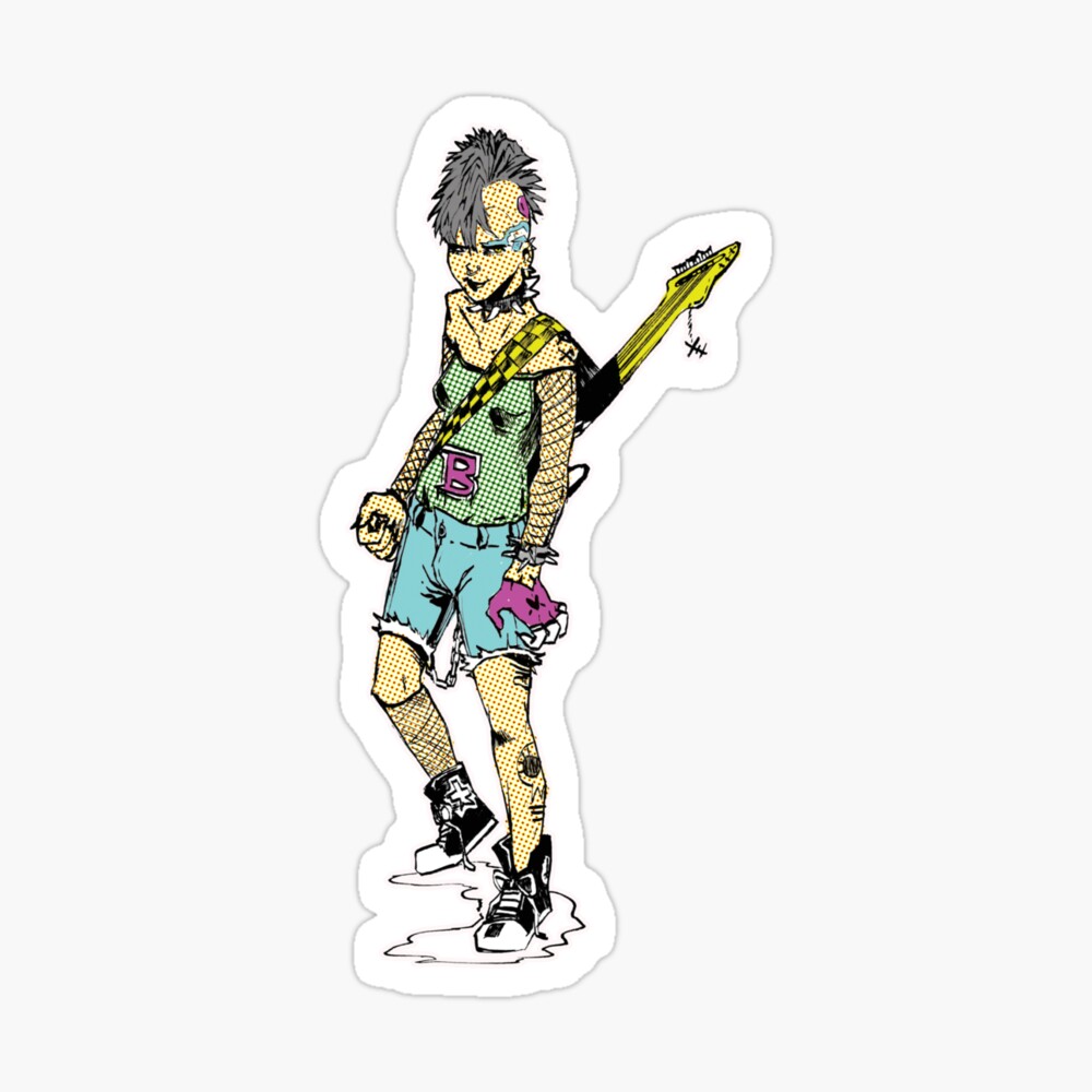 Punk Rock Girl Guitar Comic Book Style Character with a Mohawk Punk Rock Girl Guitar Comic Book Style Character with a Mohawk