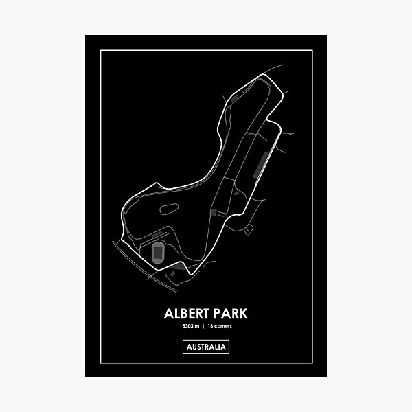 Albert Park - Australia Track Map White Photographic Print