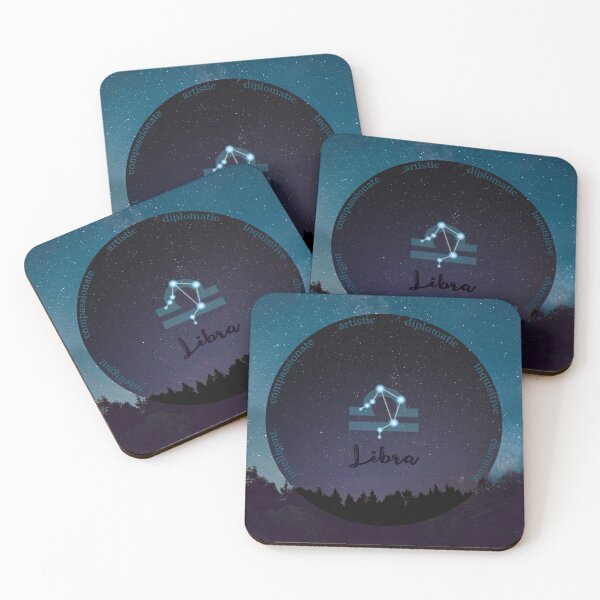 Libra Zodiac Sign Character Traits Coasters (Set of 4)